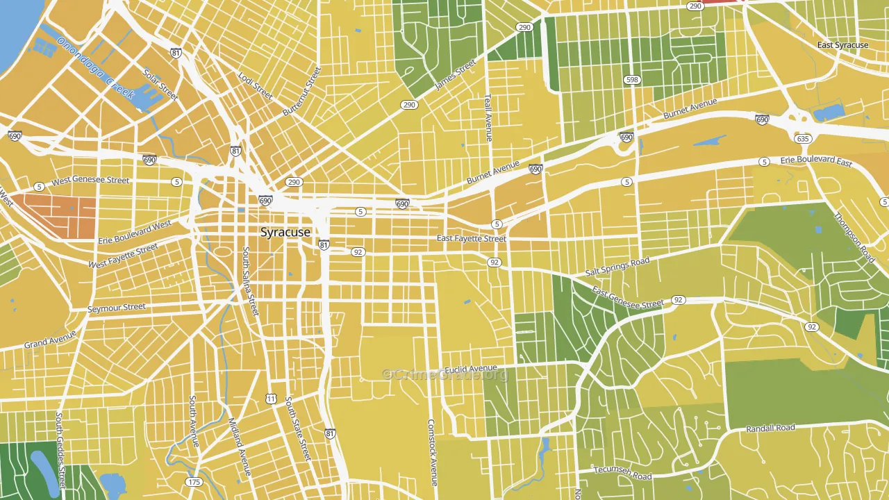 Near Eastside, Syracuse, NY Map of Vandalism Rates