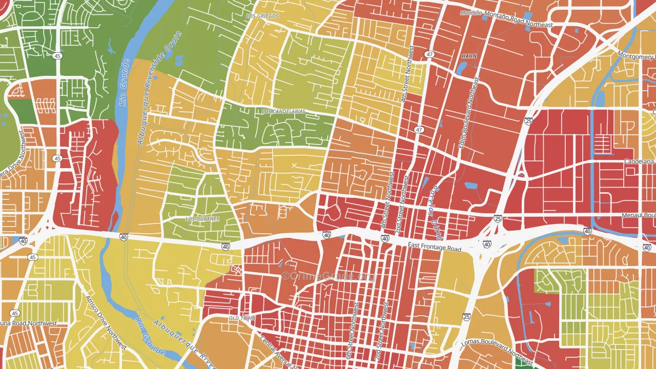 Near N Valley, Albuquerque, NM Map of Vandalism Rates