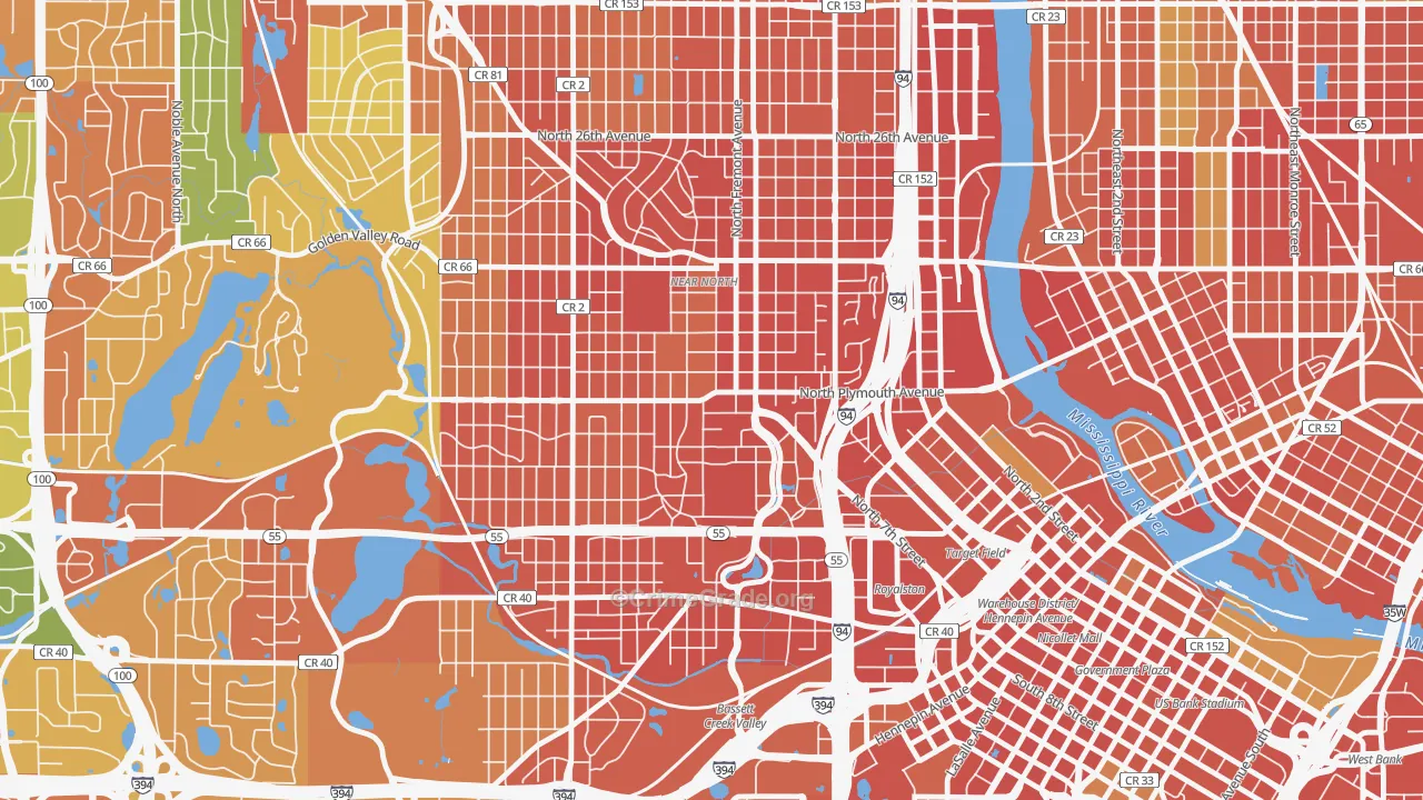 Near North, Minneapolis, MN Map of Vandalism Rates