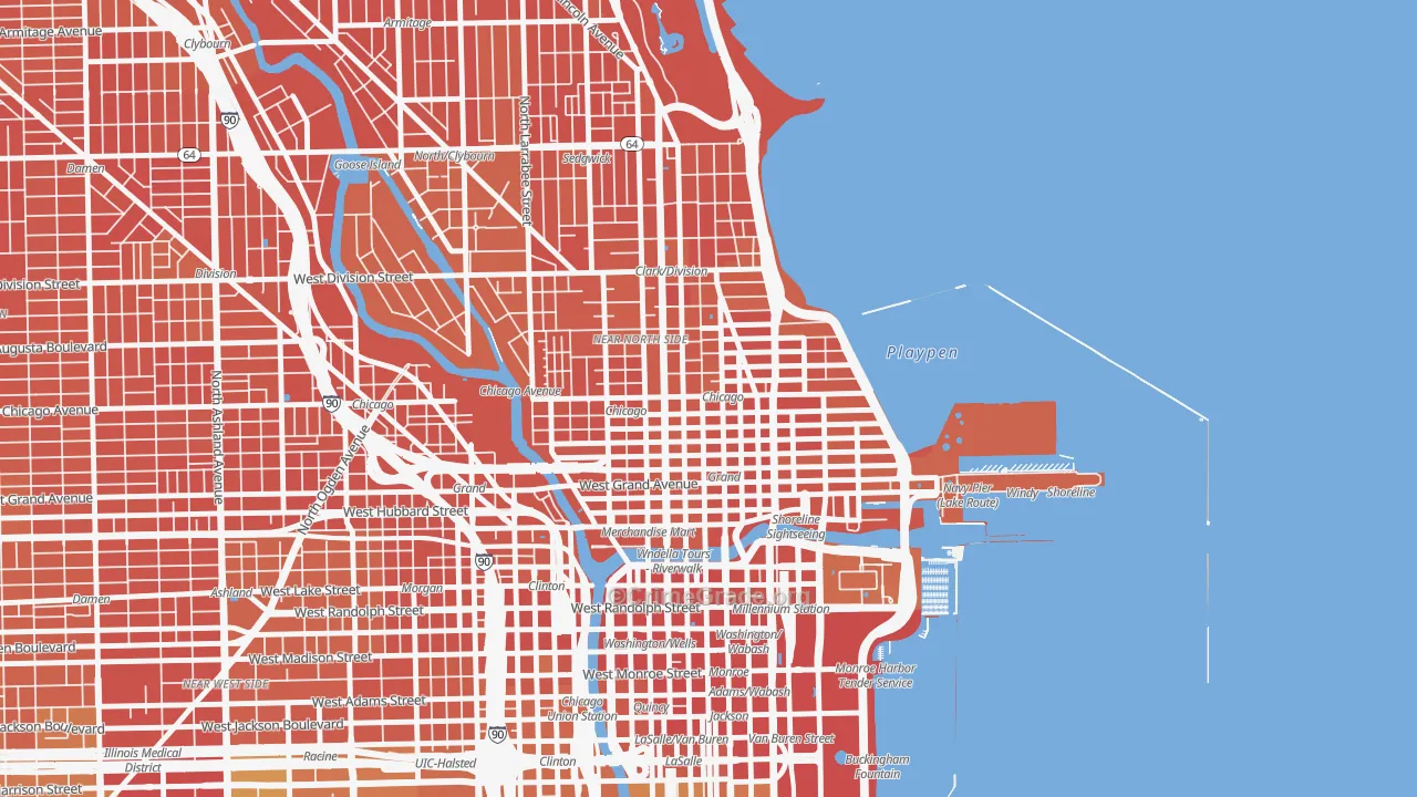 Near North Side, Chicago, IL Map of Vandalism Rates