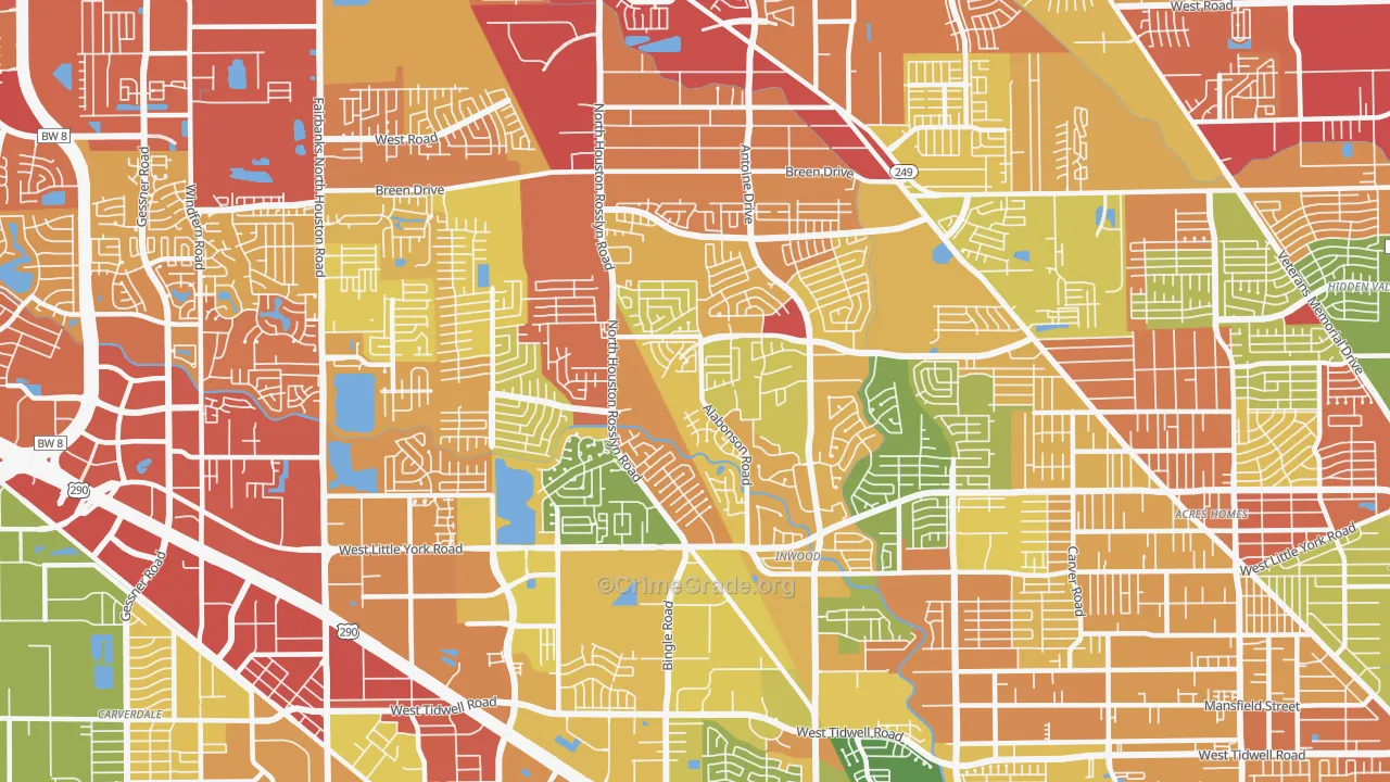Near Northwest, Houston, TX Map of Vandalism Rates