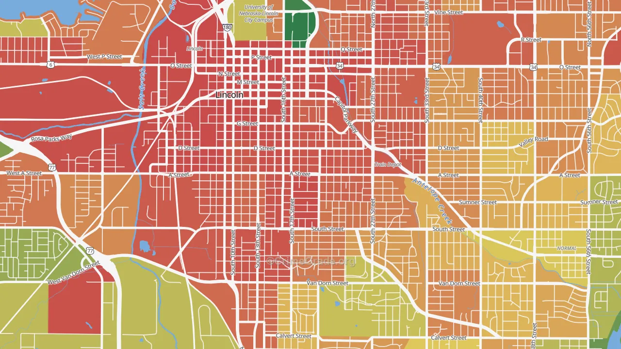 Near South, Lincoln, NE Map of Vandalism Rates