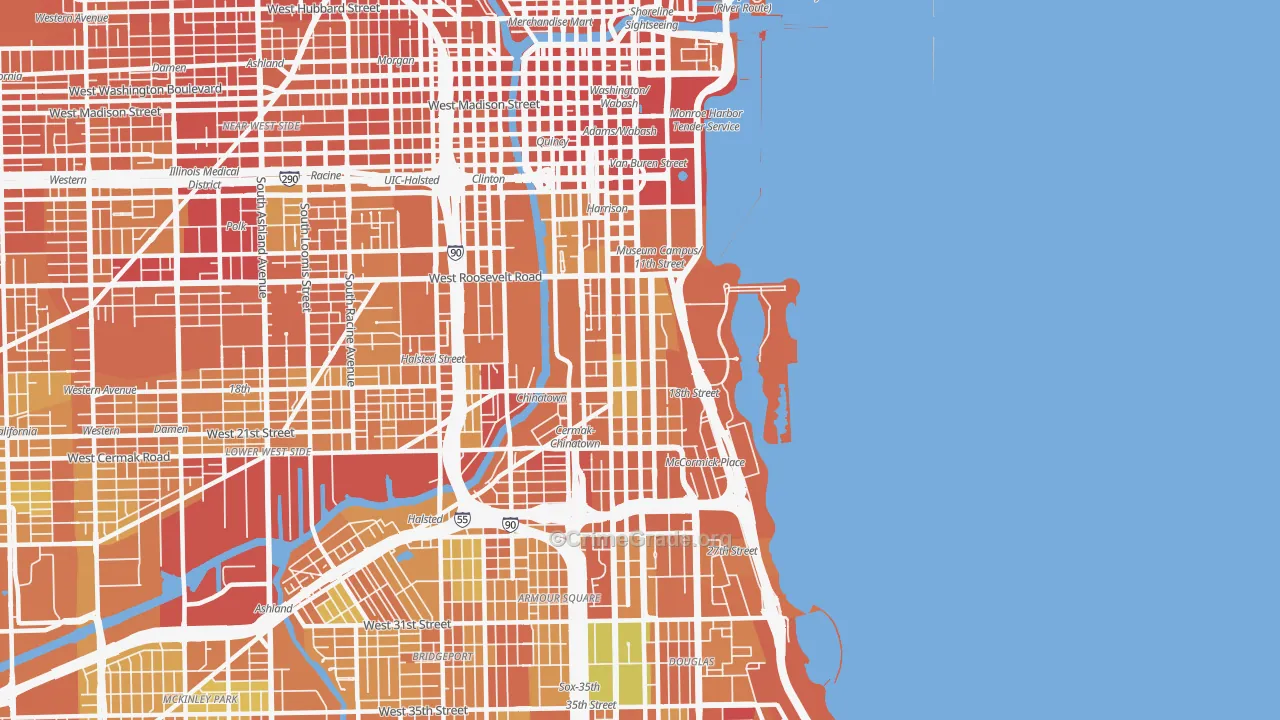 Near South Side, Chicago, IL Map of Vandalism Rates