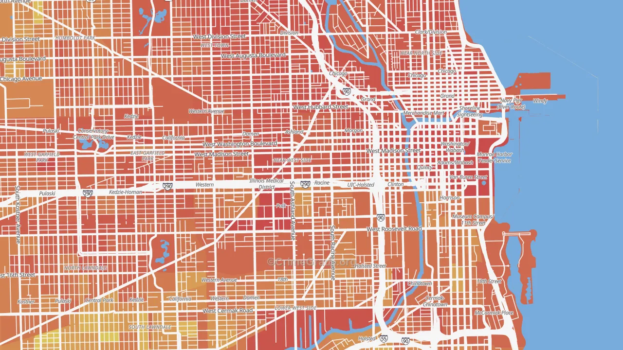 Near West Side, Chicago, IL Map of Vandalism Rates