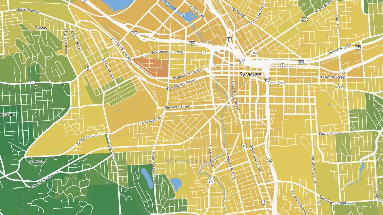 Near Westside, Syracuse, NY Map of Vandalism Rates