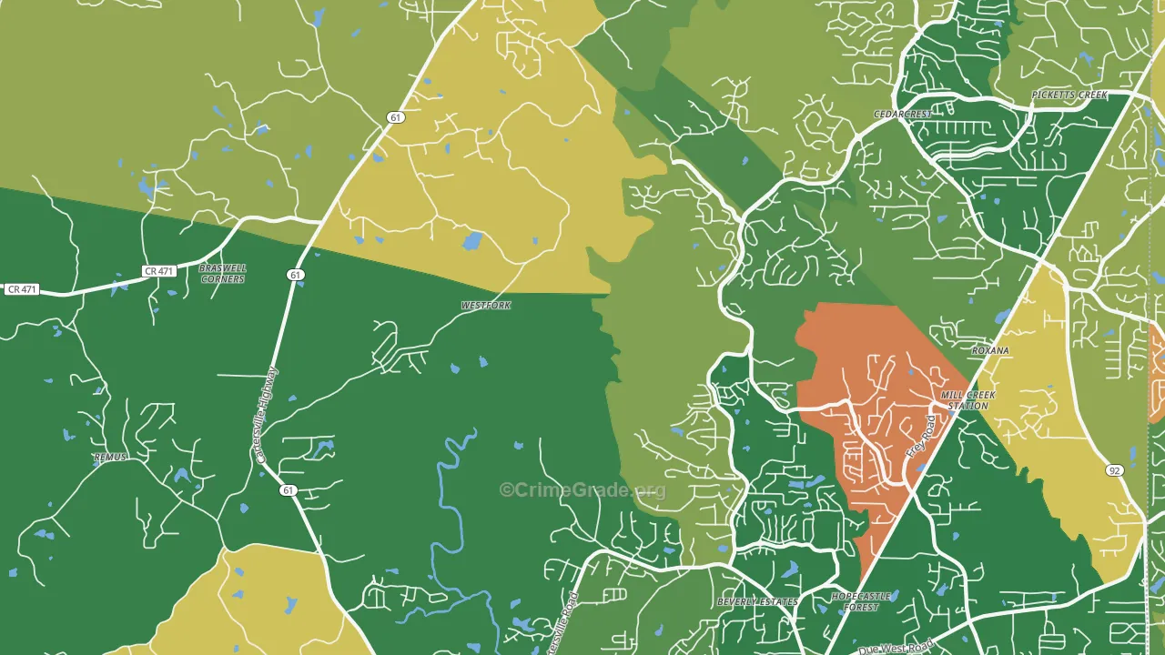 Nebo, GA Map of Vandalism Rates