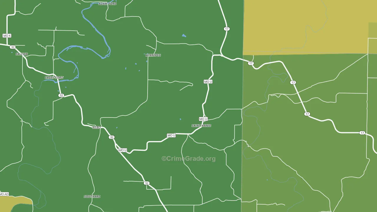 Nebo, MO Map of Vandalism Rates