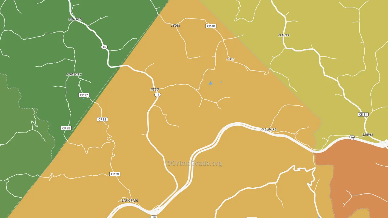 Nebo, WV Map of Vandalism Rates