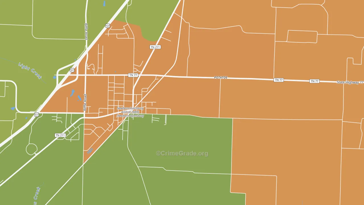 Neboville, TN Map of Vandalism Rates