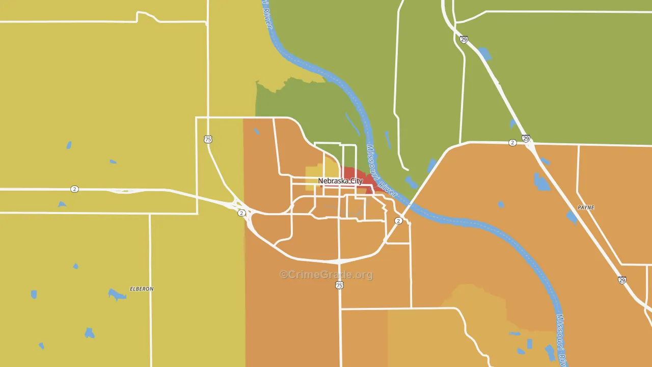 Nebraska City, NE Map of Vandalism Rates