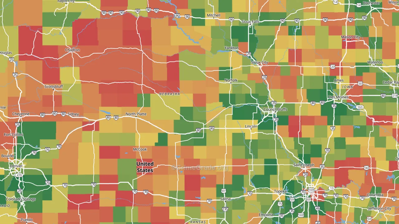 Nebraska Map of Vandalism Rates