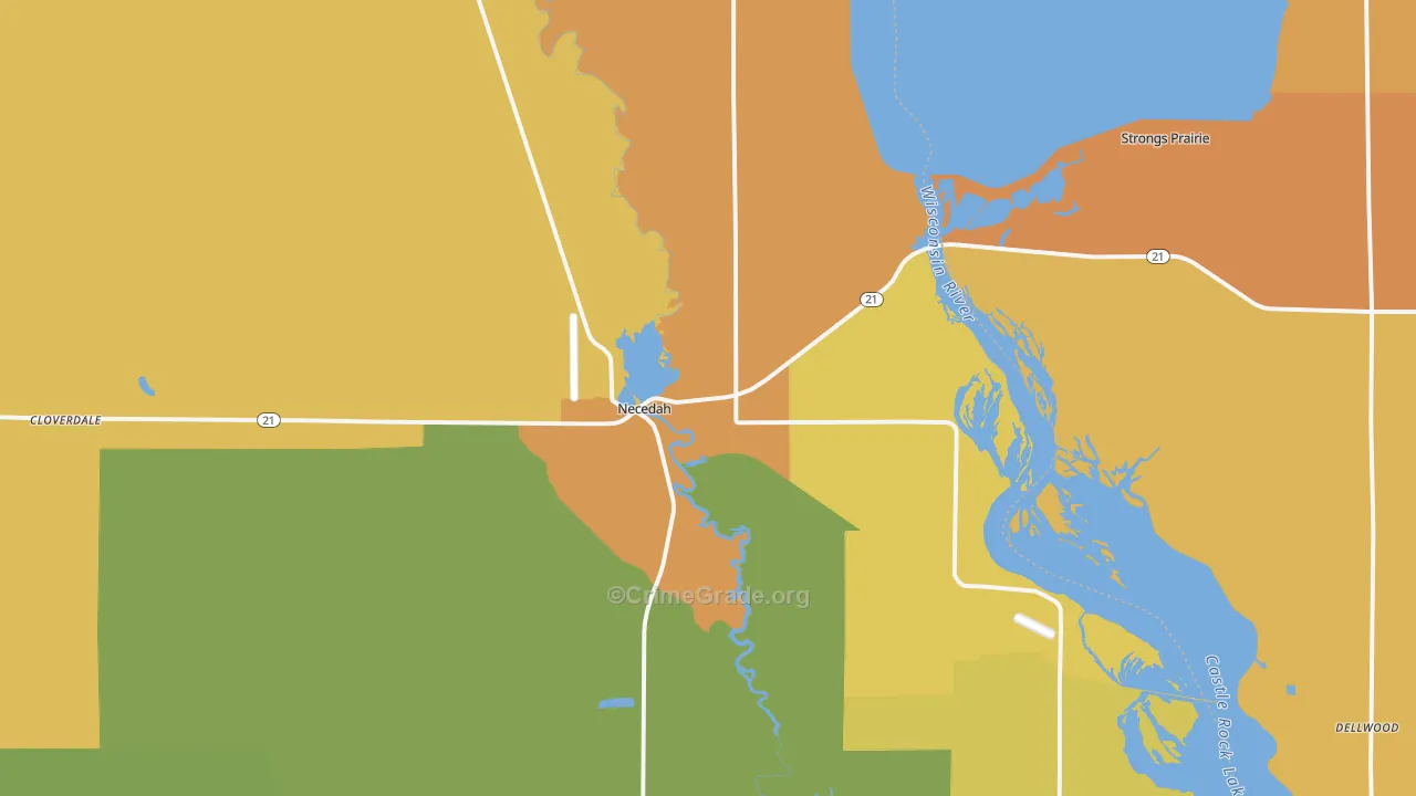 Necedah, WI Map of Vandalism Rates