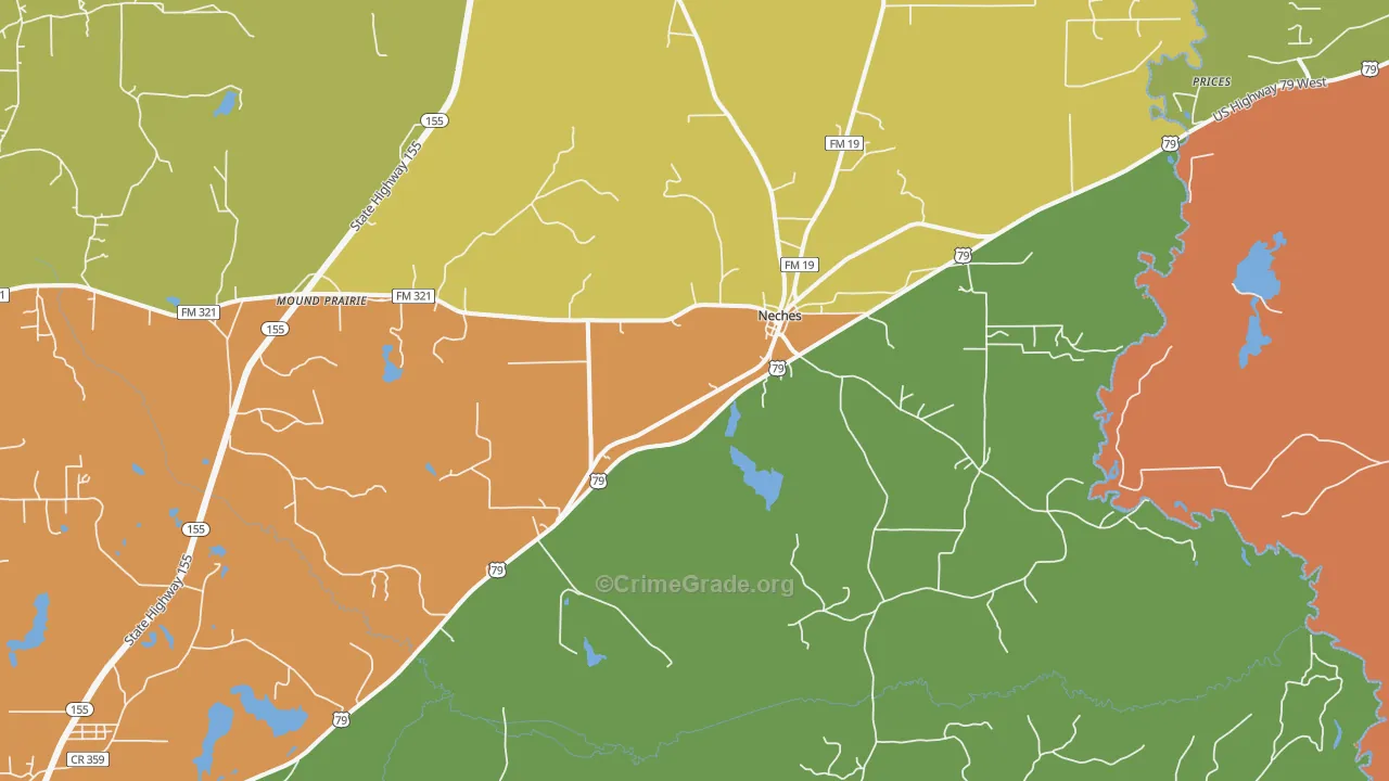 Neches, TX Map of Vandalism Rates