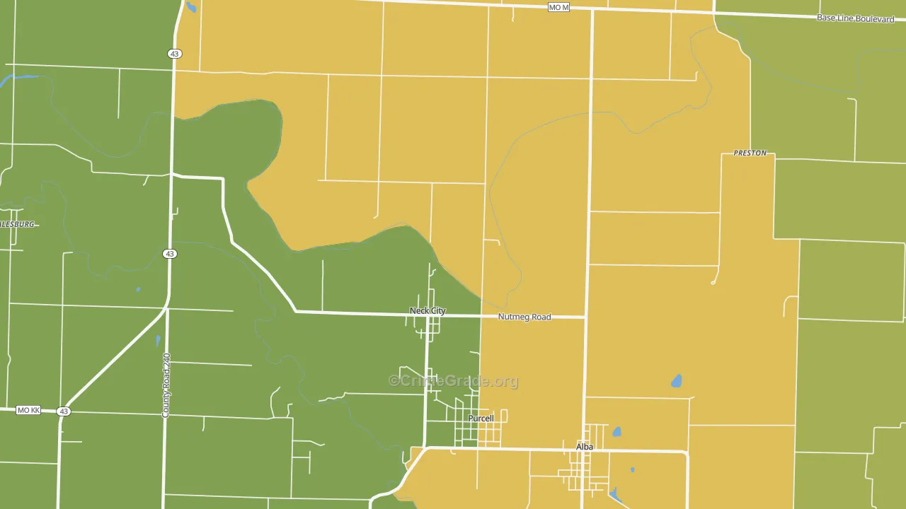 Neck City, MO Map of Vandalism Rates