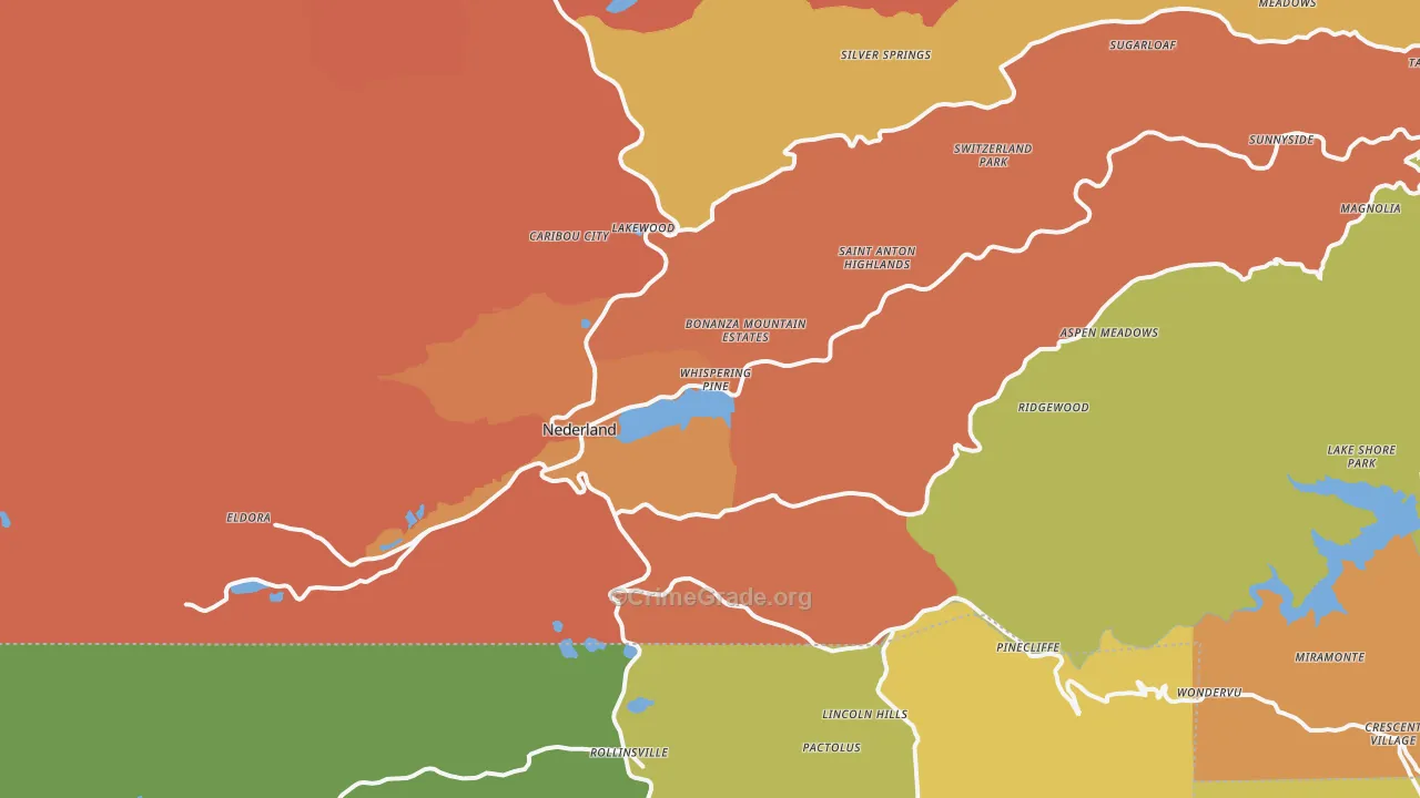 Nederland, CO Map of Vandalism Rates