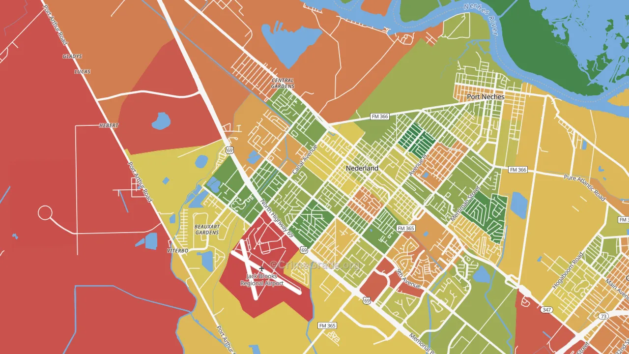 Nederland, TX Map of Vandalism Rates