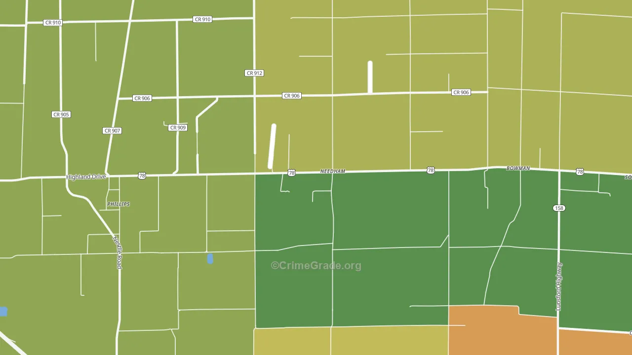 Needham, AR Map of Vandalism Rates