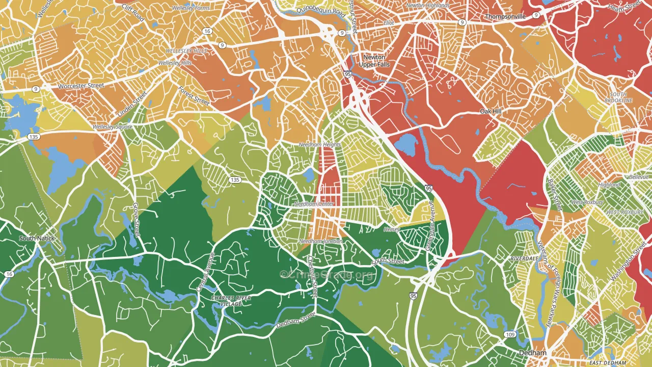 Needham, MA Map of Vandalism Rates