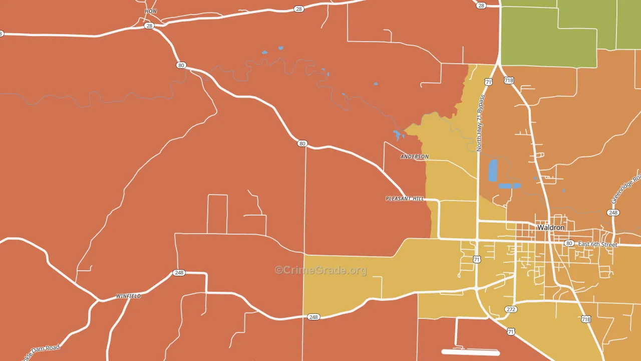 Needmore, AR Map of Vandalism Rates