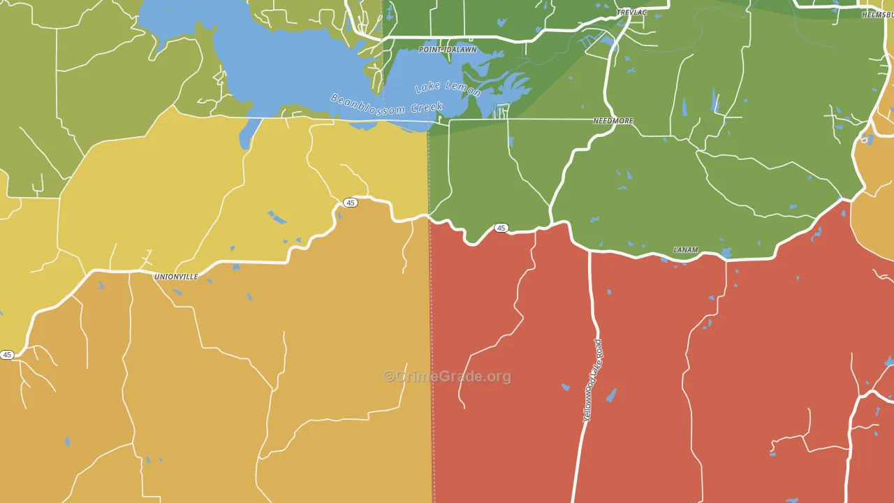 Needmore, IN Map of Vandalism Rates