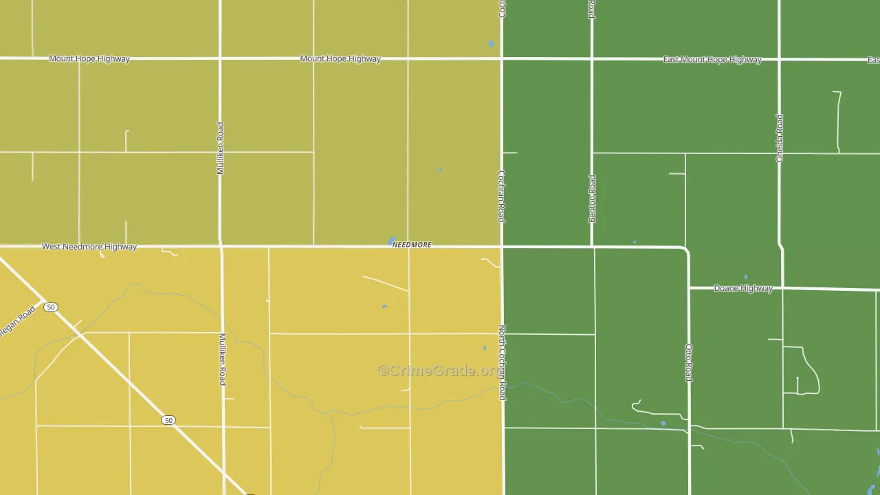Needmore, MI Map of Vandalism Rates