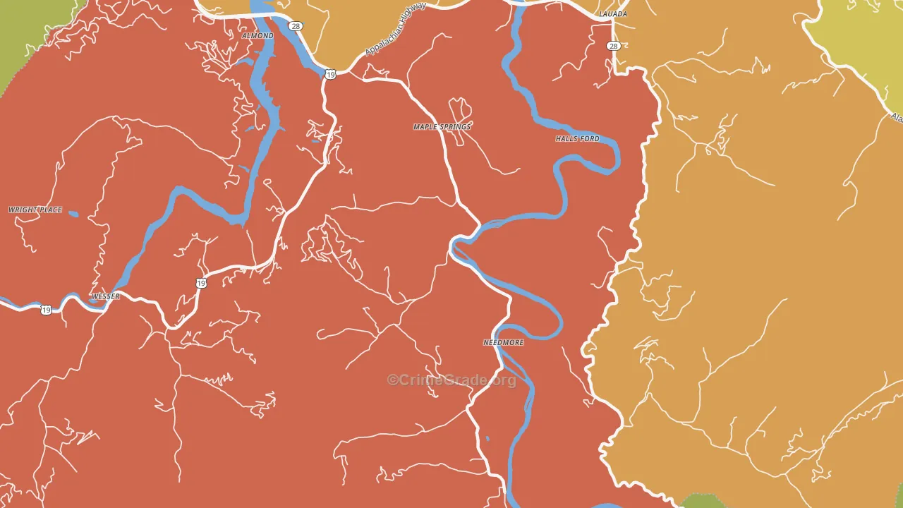 Needmore, NC Map of Vandalism Rates