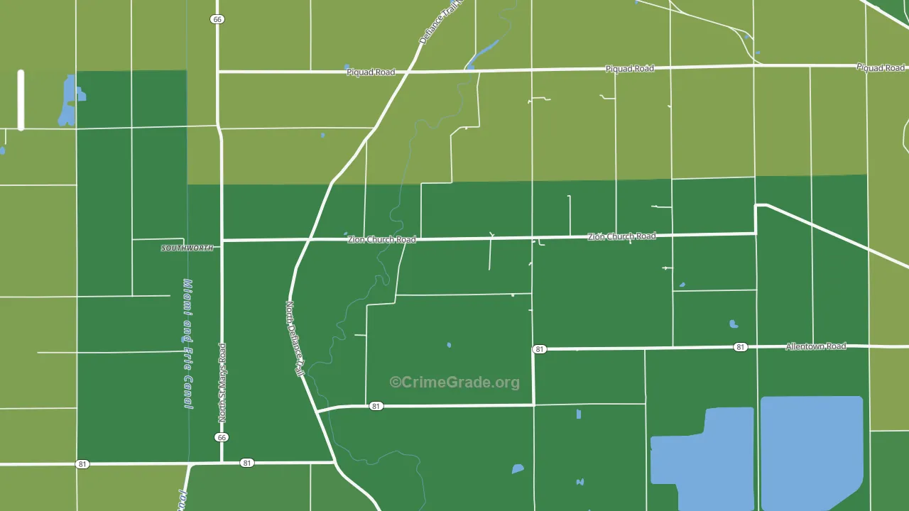 Needmore, OH Map of Vandalism Rates