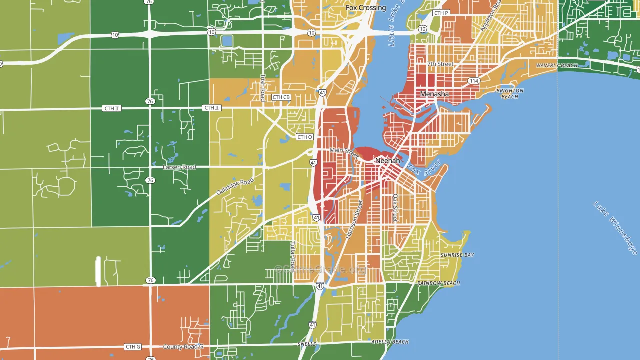Neenah, WI Map of Vandalism Rates