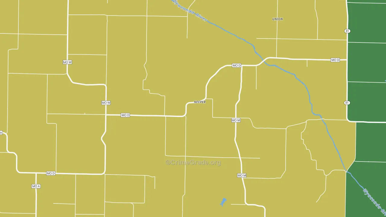 Neeper, MO Map of Vandalism Rates