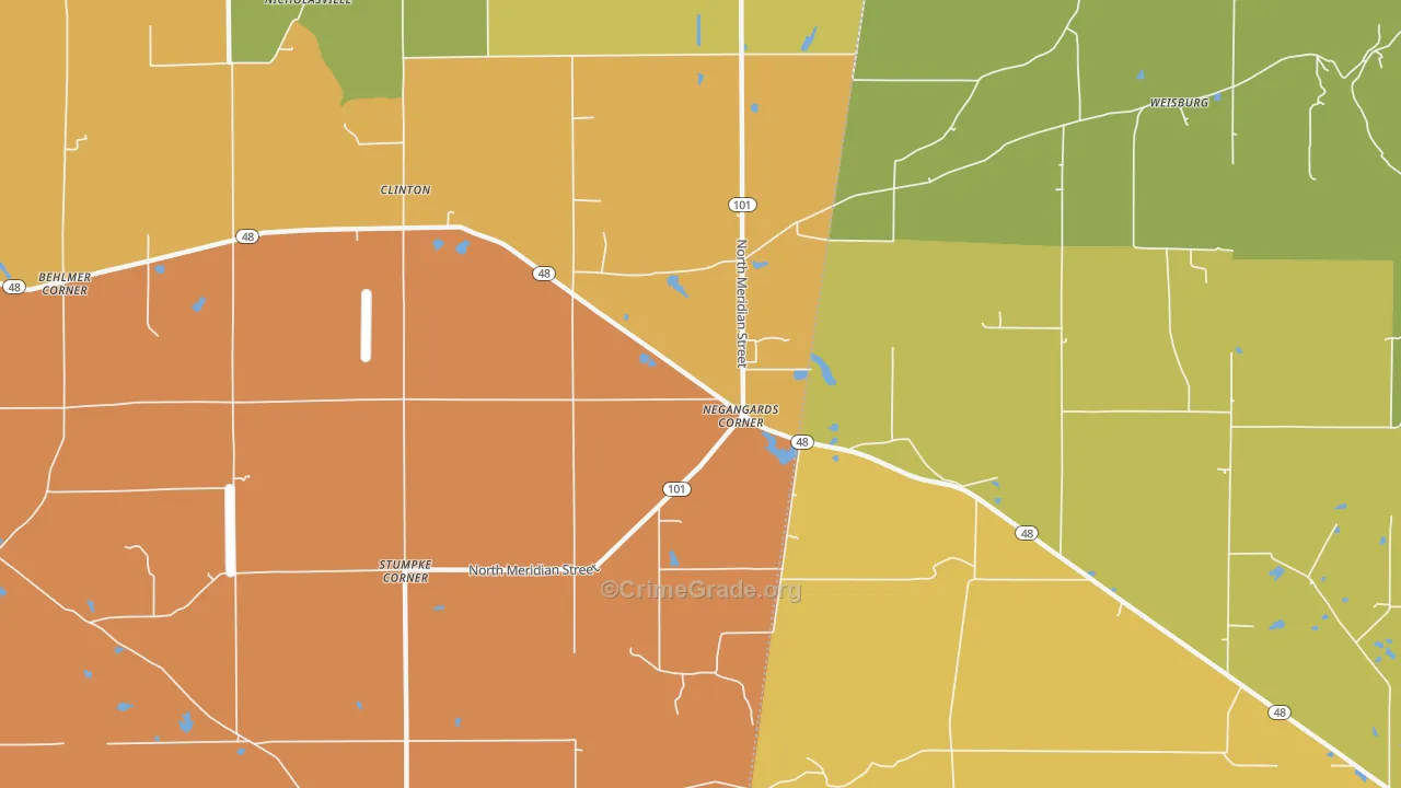 Negangards Corner, IN Map of Vandalism Rates