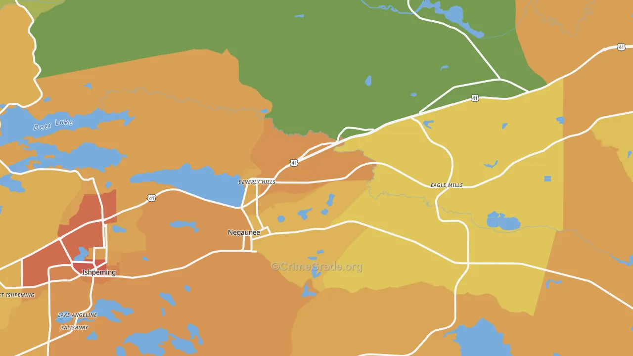 Negaunee, MI Map of Vandalism Rates