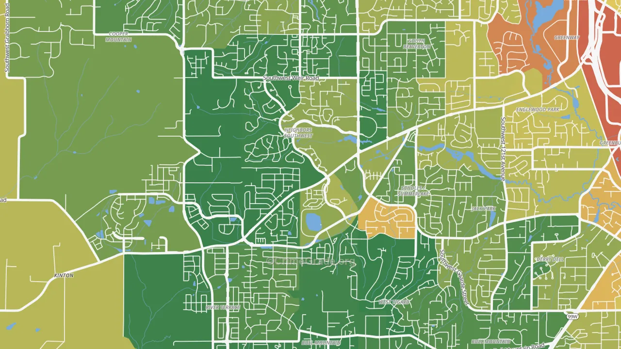 Neighbors Southwest, Beaverton, OR Map of Vandalism Rates