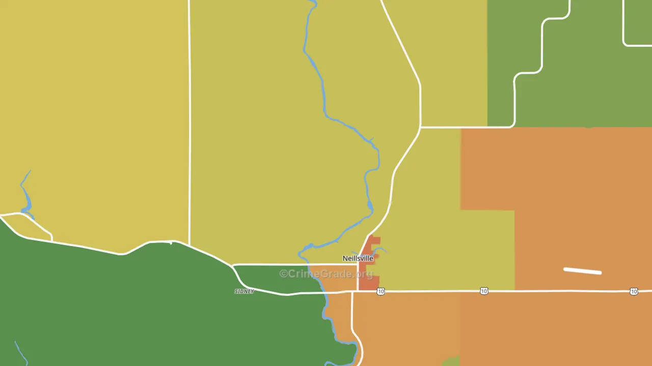 Neillsville, WI Map of Vandalism Rates