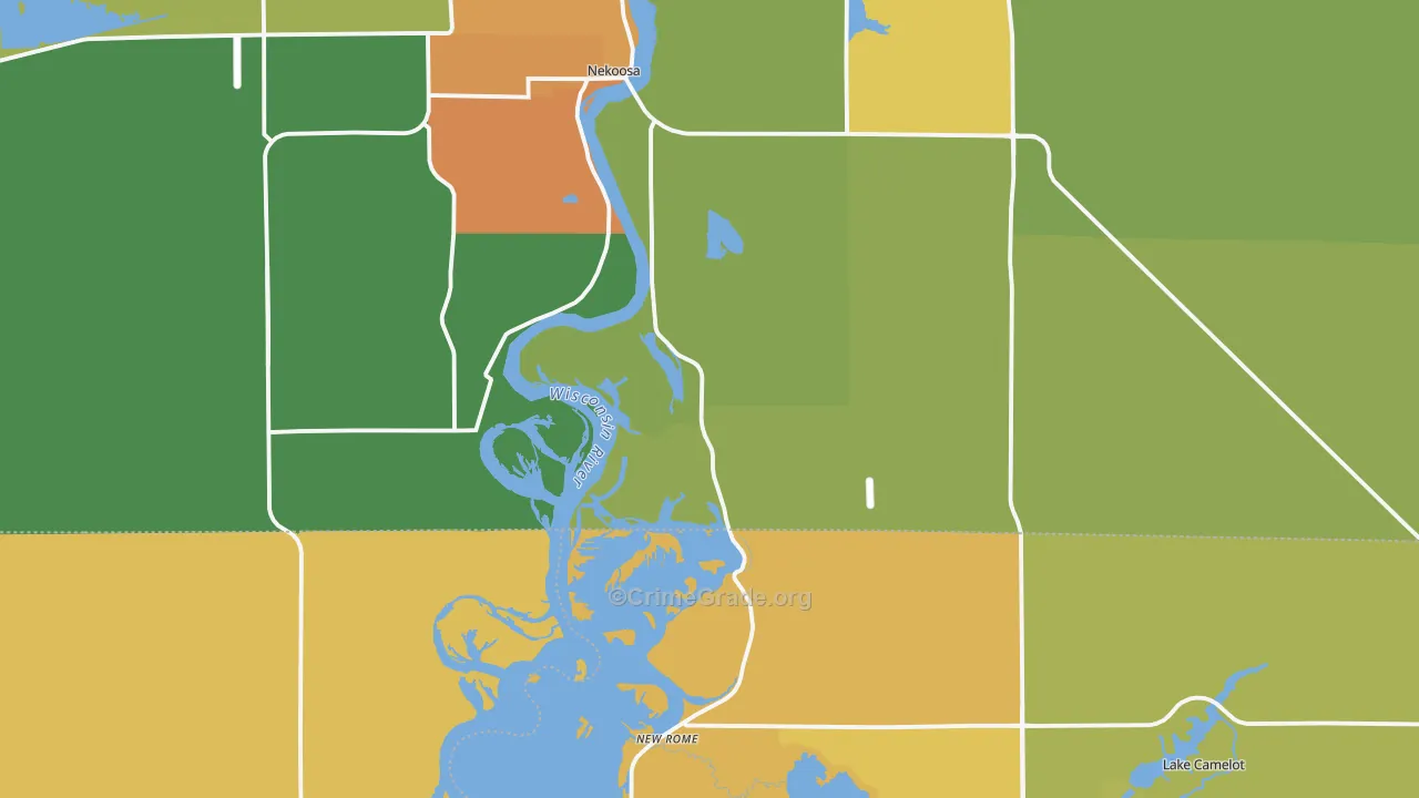 Nekoosa, WI Map of Vandalism Rates