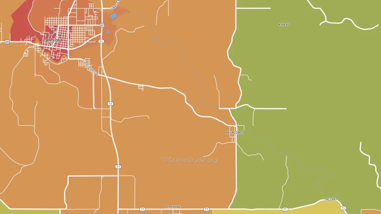 Nelagoney, OK Map of Vandalism Rates