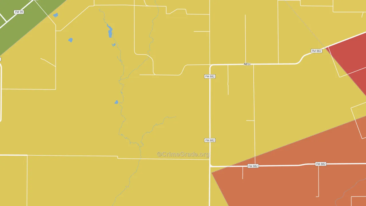 Nell, TX Map of Vandalism Rates
