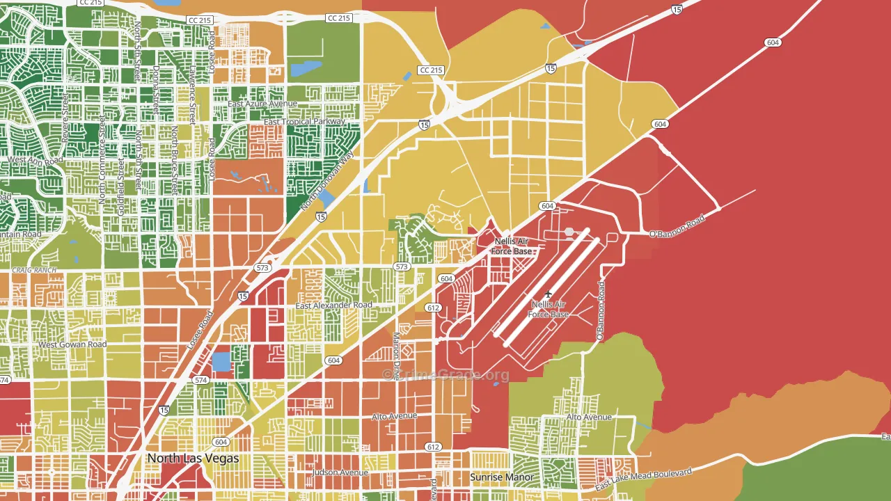 Nellis Afb, NV Map of Vandalism Rates