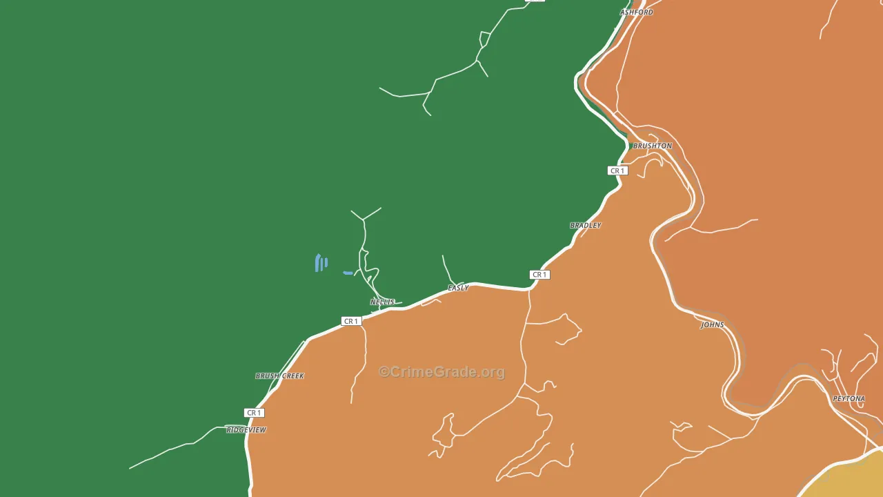 Nellis, WV Map of Vandalism Rates
