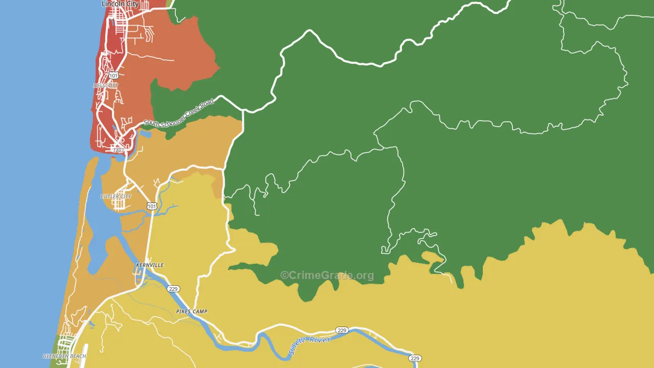 Nelscott, OR Map of Vandalism Rates