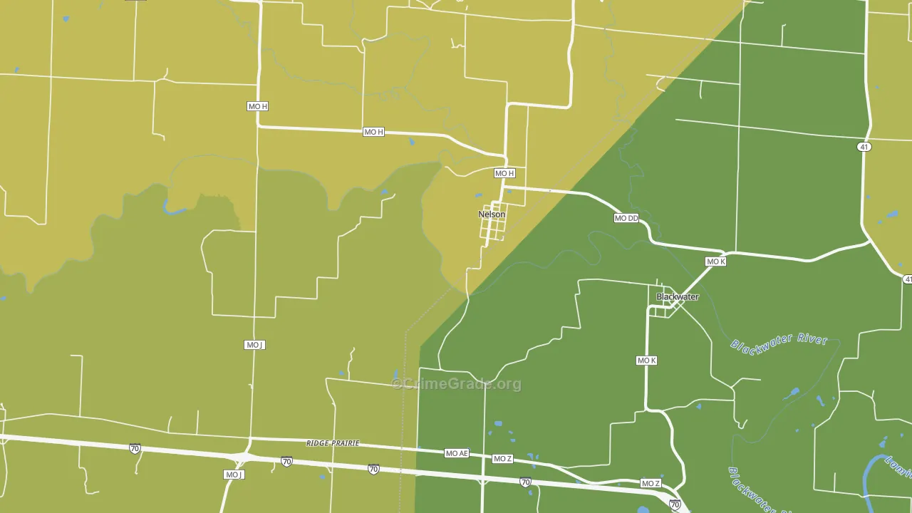 Nelson, MO Map of Vandalism Rates