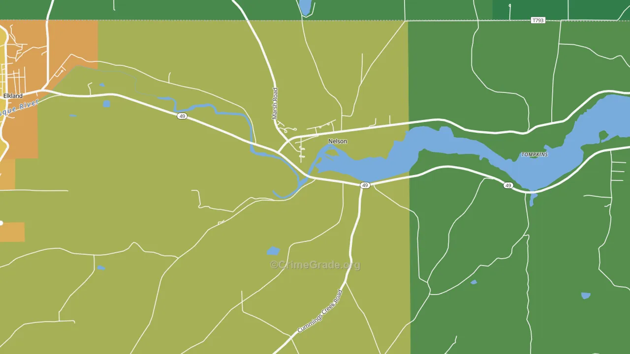 Nelson, PA Map of Vandalism Rates