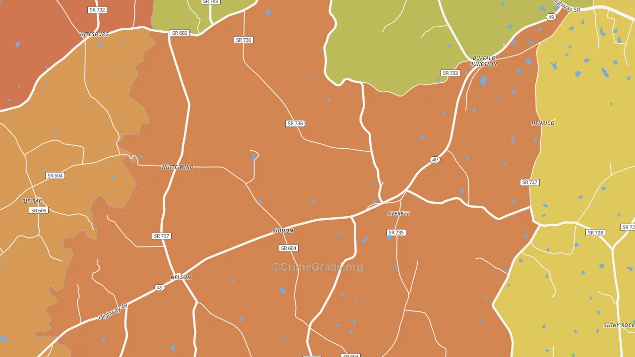 Nelson, VA Map of Vandalism Rates