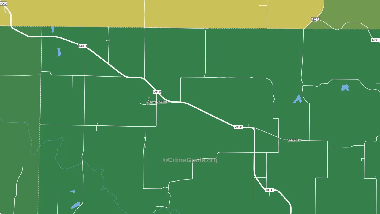Nelsonville, MO Map of Vandalism Rates