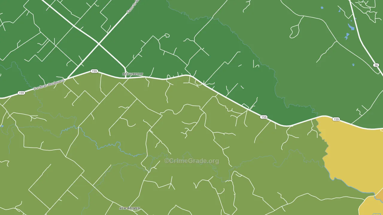 Nelsonville, TX Map of Vandalism Rates