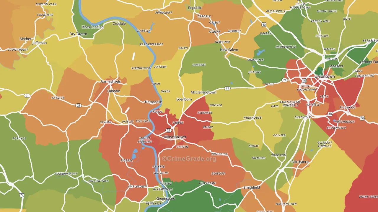 Nemacolin, PA Map of Vandalism Rates