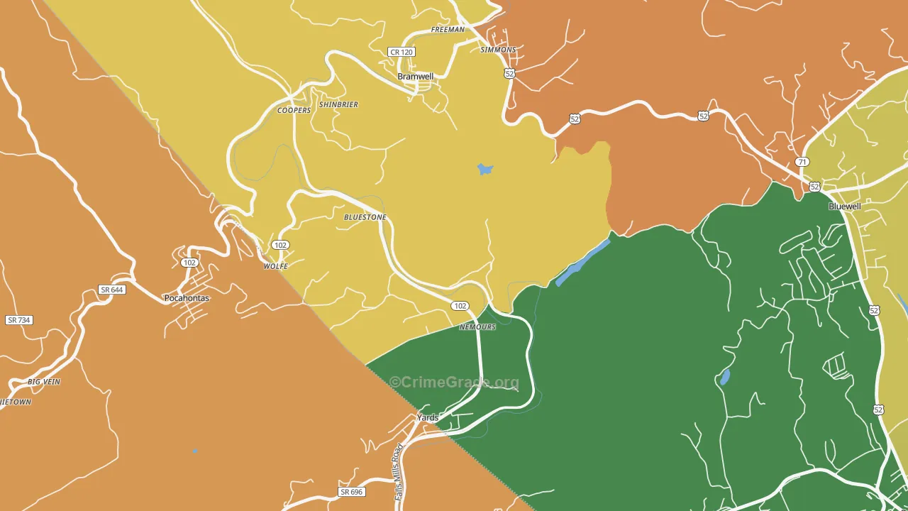 Nemours, WV Map of Vandalism Rates