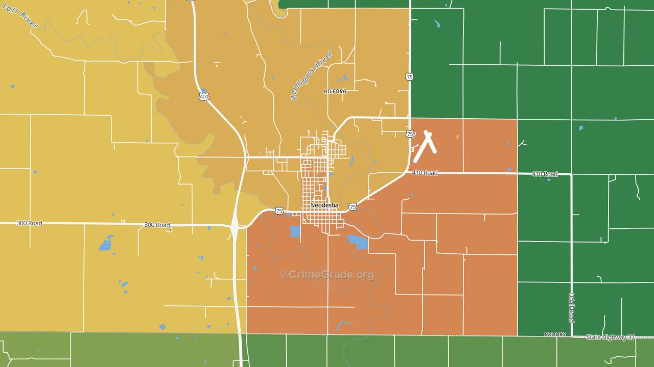 Neodesha, KS Map of Vandalism Rates