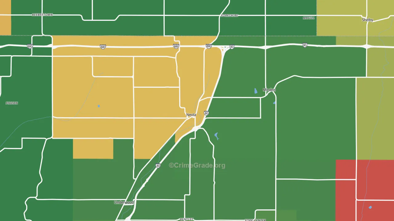Neola, IA Map of Vandalism Rates