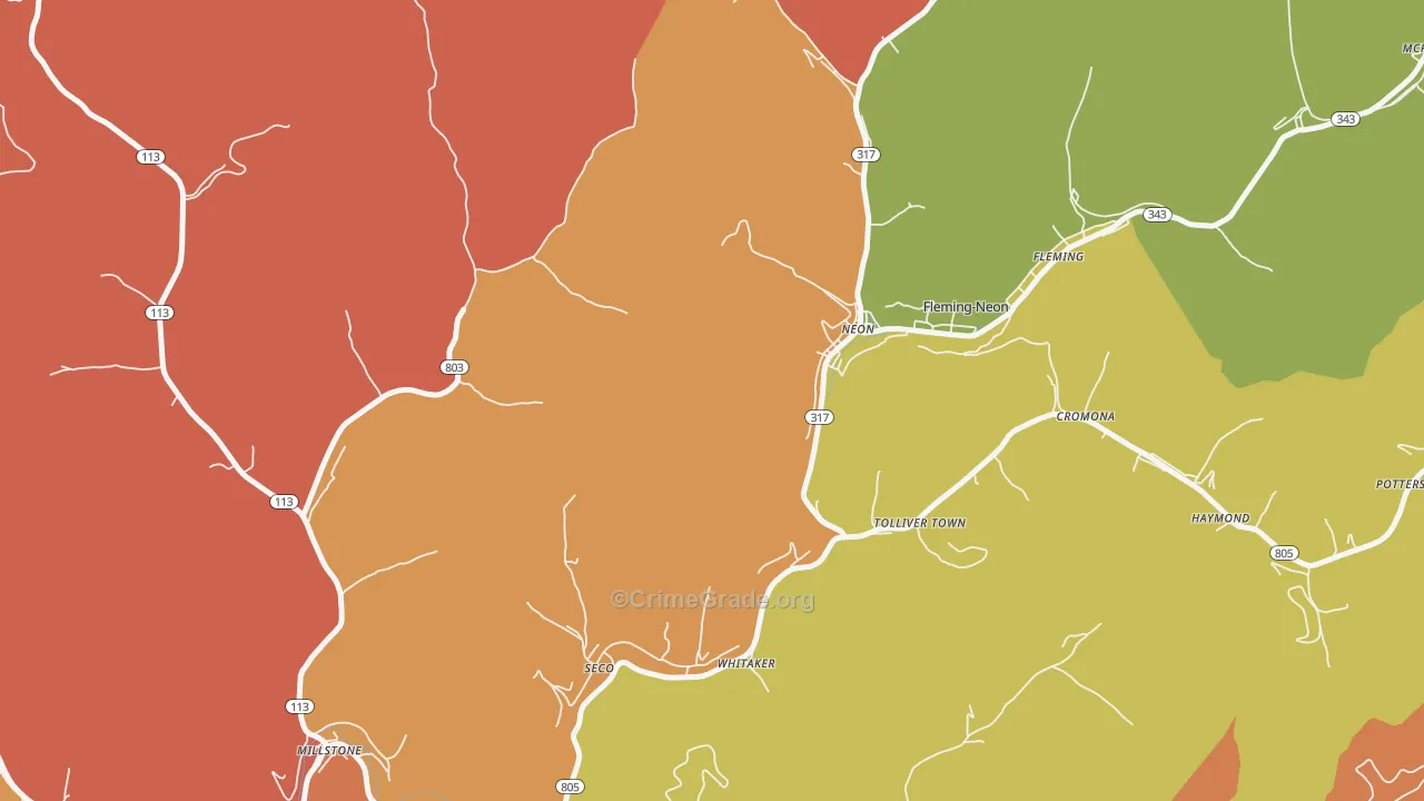 Neon, KY Map of Vandalism Rates