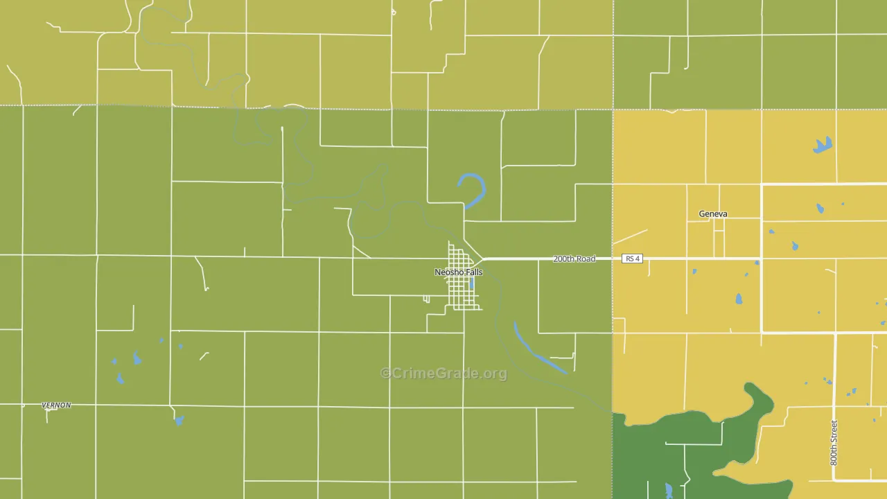 Neosho Falls, KS Map of Vandalism Rates